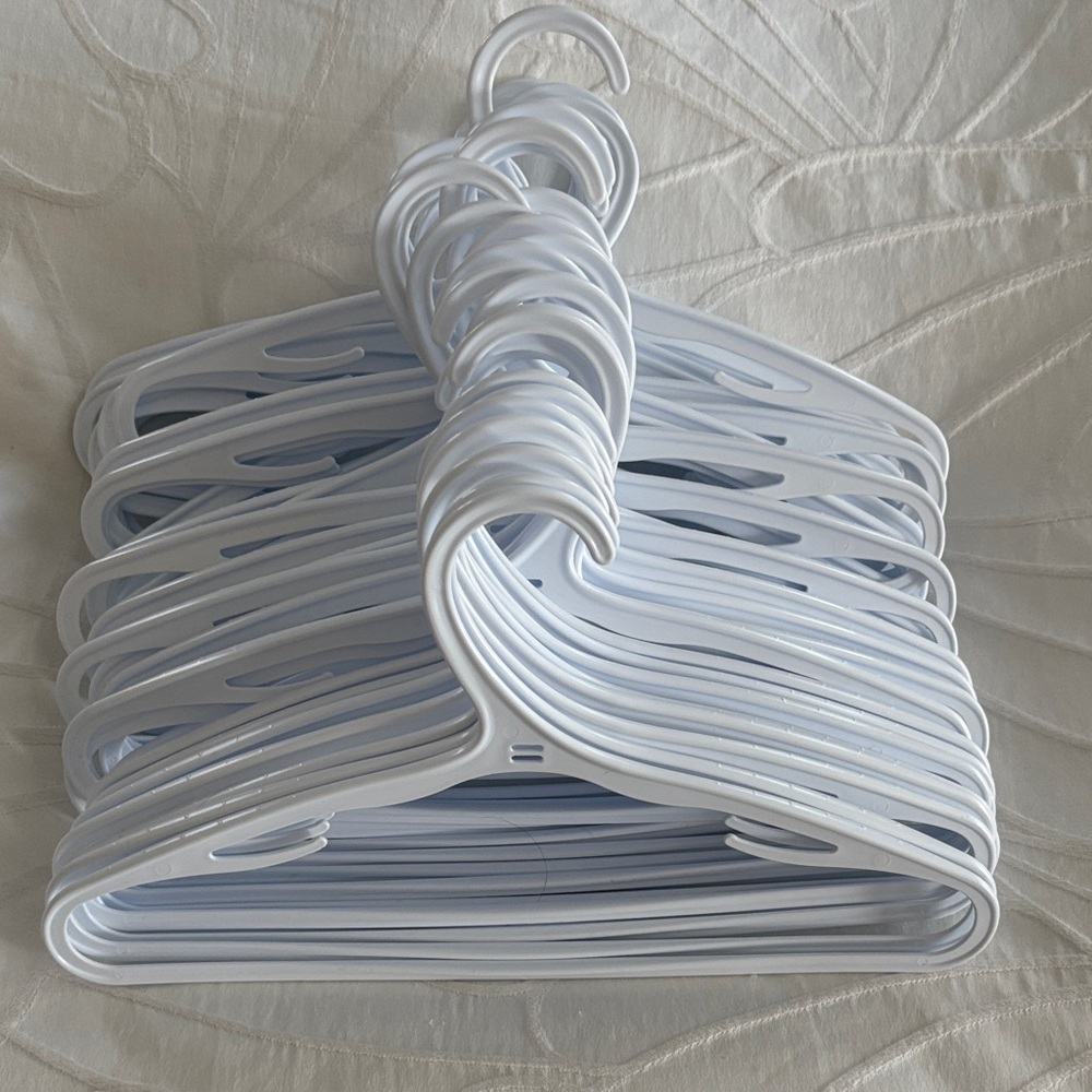 Kids White Plastic Closet Hangers - Multipack - 30